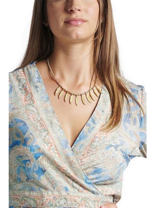collana donna con piume oro